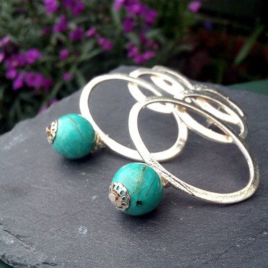 Silver Plated Fancy Earrings with Turquoise