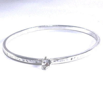 Silver Plated Inspirational Bangle with Strass Stone