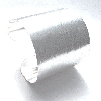Silver Plated Maxi Cuff Bracelet in Brushed Finish