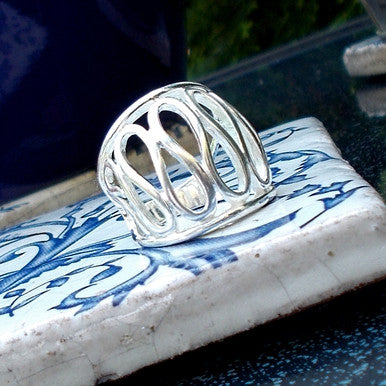 Silver Plated Fancy Oval Design Ring