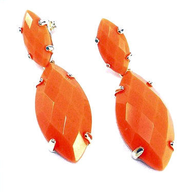 Silver Plated Oval Shaped Stone Effect Earrings