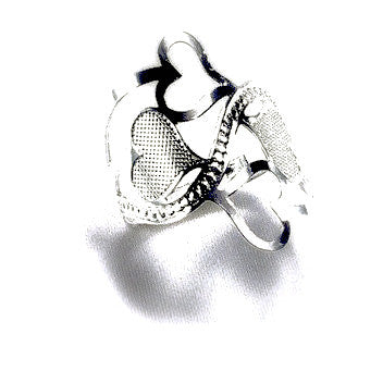 Silver Plated Ring with Cute Hearts Design