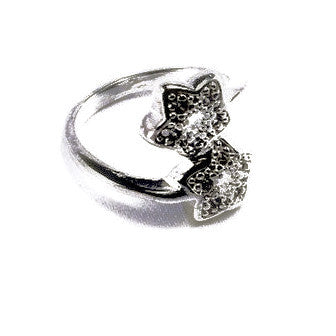 Silver Plated Twin Stars Ring with Small Zirconias