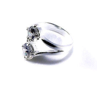 Silver Plated Ring with Two Cubic Zirconias