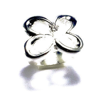 Silver Plated Shamrock Ring with Zirconia