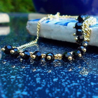 18ct Gold Plated Black Beads Design Bracelet