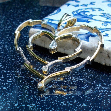 18ct Gold and Rhodium Plated Heart Shaped Pendant
