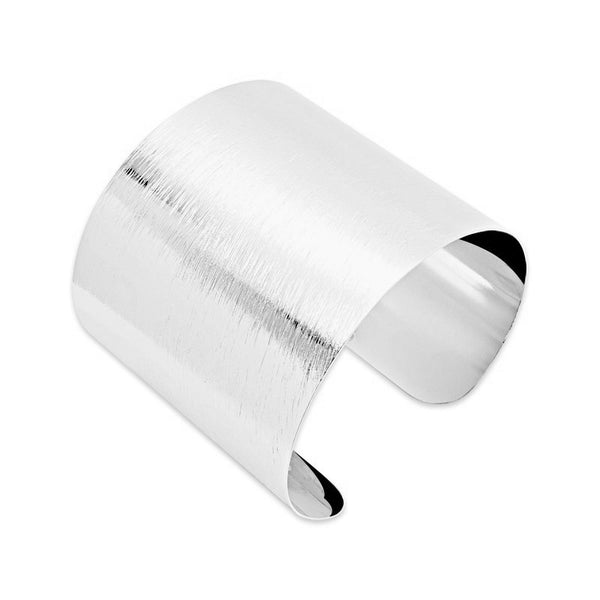 Silver Plated Maxi Cuff Bracelet in Brushed Finish