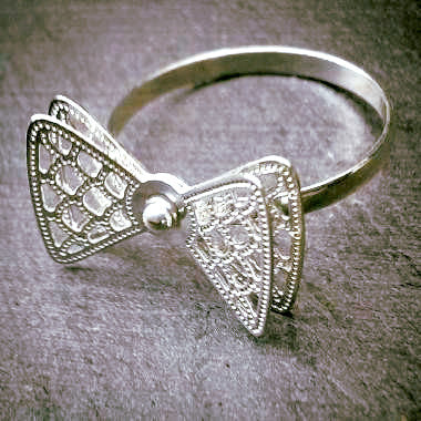 Silver Plated Ring with Double Bow Motif